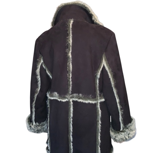 f u r :: Vintage Penny Lane Faux Fur Trimmed Leather Coat Trench - Picture 5 of 14